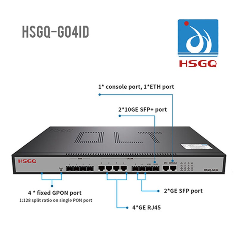 OLT GPON HSGQ-G04ID 4port GPON OLT 10G Uplink AC+48V DC HSGQ-G04ID INCLUDE SFP GPON Module C+++